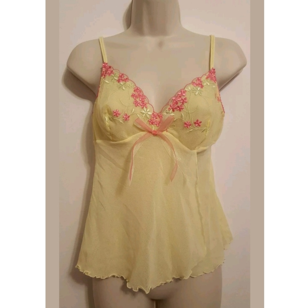 Victorias Secret Camisole Nighty Tank Yellow Pink